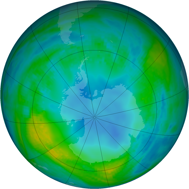 Antarctic ozone map for 10 May 1989